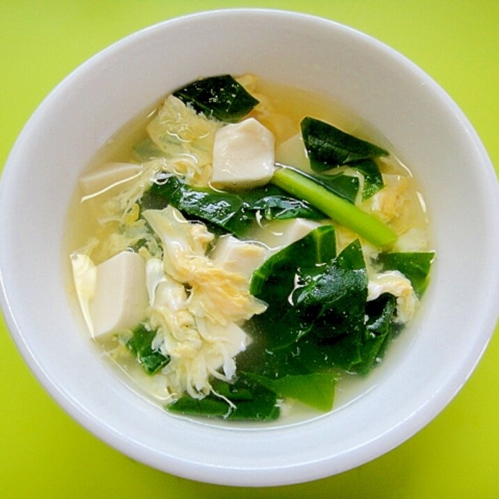 豆腐とつるむらさき卵のスープ